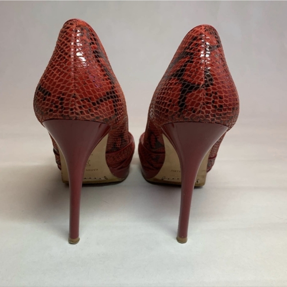 Karen Millen Red High Heel Peep Toe, Size 38 - Picture 8 of 9